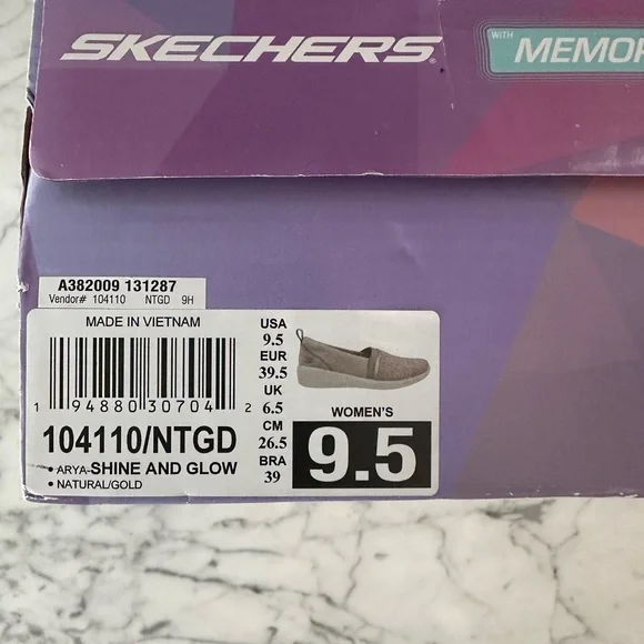 Skechers Taupe Rhinestone Slip-On Sneakers Women’s Memory Foam Size 9.5 - Picture 4 of 11